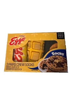 Eggo Waffeln Blaubeere Unisex Crew Socken ODD SOX Neuheit 3 Paar Geschenkset NEU - Bild 1 von 3