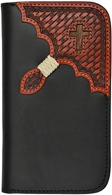 LEATHER WESTERN SAMSUNG GALAXY S4 CELL PHONE HOLDER BASKET HAIR CROSS WALLET - Image 1 of 2