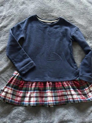 Vestido túnica de lã novo com etiquetas Land’s End Girl tartan azul marinho P (7-8) - Imagem 1 de 3