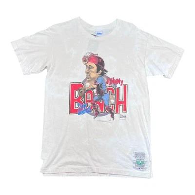 Vintage 1990 Salem Cincinnati Reds Johnny Bench Player Caricature Tee L - Image 1 of 3