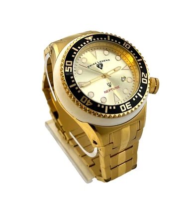 SWISS LEGEND Neptune Men's Wrist Watch 52mm Quartz Gold Tone Stainless White - Image 1 of 4