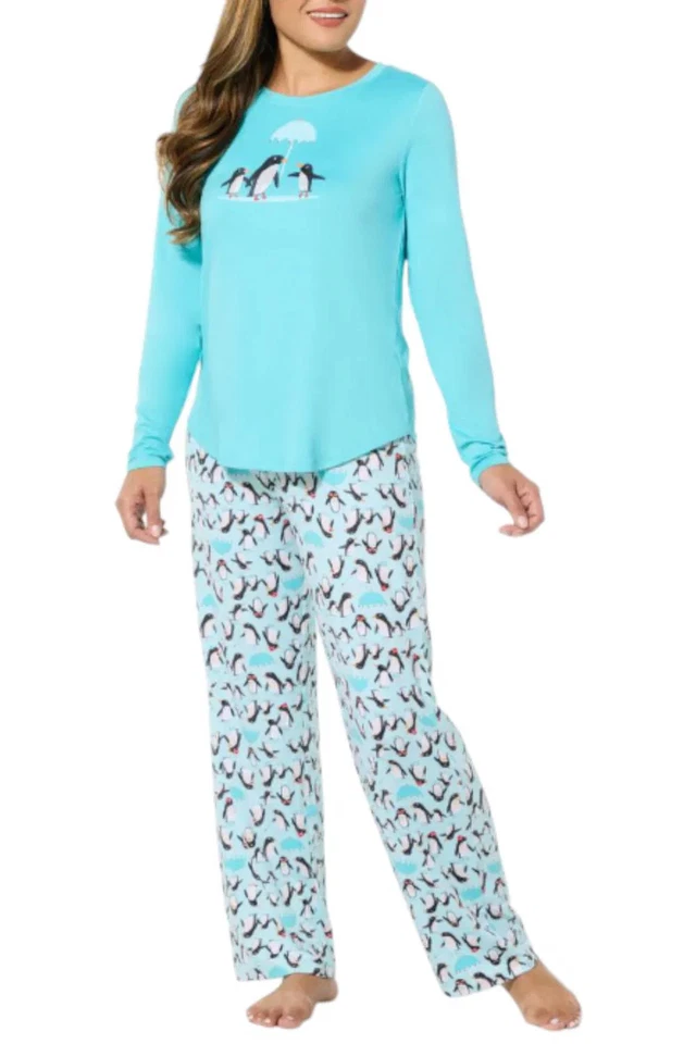 HUE Women's Timeless Soft Jersey Sleepwell PJ Gift Set Teal - Image 1 of 1
