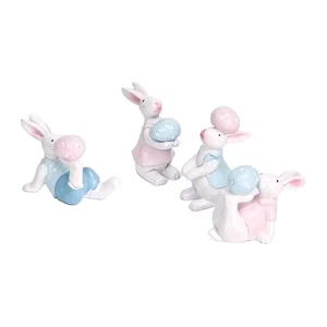 Rabbit Family Shelf Sitter Bunny Ornament Figurine Statue Sculpture Set of 4 7cm - Picture 1 of 5