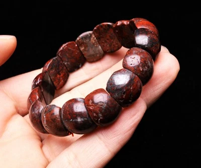 Brazalete Brazalete Cristal Cuarzo Piedra Sangre Cinabrio Natural 16.3*8*12mm Hecho a Mano Foto 1 de 4