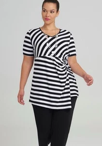Pretty Basics By Taking Shape Womens Te Amo Striped Tunic Top Size L Shirt - Picture 1 of 10