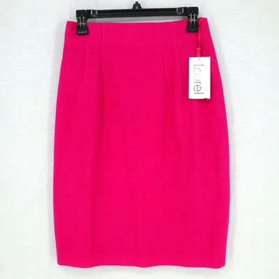 Laurel Escada Skirt Womens 8 US 40 Pink Wool Lined Pencil Straight Vintage New - Image 1 of 4