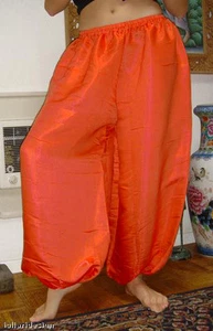 Harem Pants Belly Dance Bright Orange w/ Fuchsia Glow - Picture 1 of 1