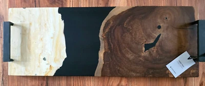 Bandeja para servir WEST ELM raiz de teca, pedra amarela e resina Misto DESCONTINUADA na W.E. - Imagem 1 de 4