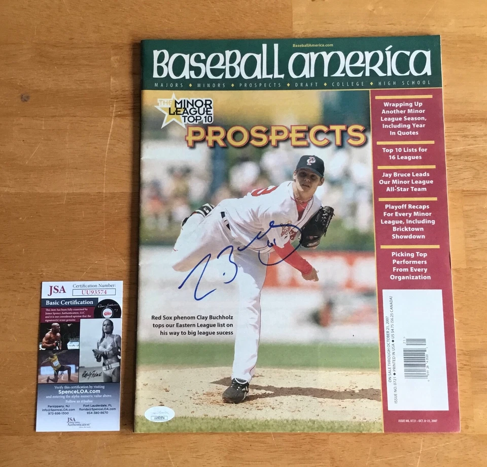 Clay Buchholz Boston Red Sox Signed Autograph Baseball America Magazine JSA COA - Image 1 of 3