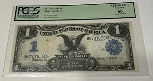 1899 Silver Certificate $1 PCGS 66 GEM UNC FR266A Black Eagle - Picture 1 of 2