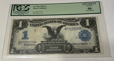 1899 Silver Certificate $1 PCGS 66 GEM UNC FR266A Black Eagle - Image 1 of 2