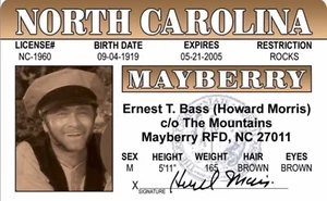 Ernest T. Bass Drivers License 3.4” X  2.2” Laminated ID Card. - Picture 1 of 2