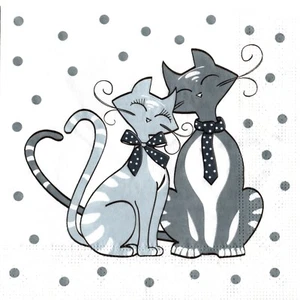 Serviettes en papier chat chats amoureux. Napkins cat cats in love - Imagen 1 de 1