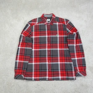 Lacoste Sport Shirt Mens Medium Grey Black Plaid Button Up Long Sleeve Y2K 00s  - Picture 1 of 13