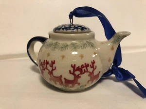 Boleslawiec polnische Keramik Teekanne Weihnachtsschmuck Dekoration Deko - Bild 1 von 10