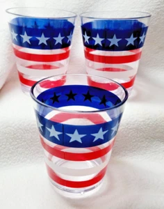 3 Insulated Glasses 14 oz., Labor Day Glasses, USA flag, Brand NEW - Picture 1 of 6