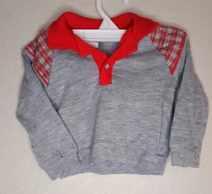 Vintage Collared Sweatshirt Quilted Baby Boy Toddler 18 Months Missing topButton - Picture 1 of 6