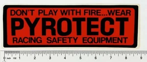 1970's Pyrotect Fire Safety Equipment Drag Racing Decal Bumper Vintage 9" X 3" - Picture 1 of 2