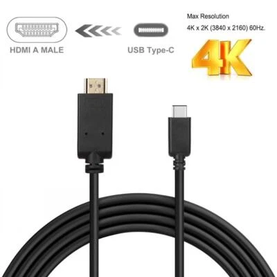 6ft USB Type-C Thunderbolt 3 to 4K@30Hz HDMI Cable Cord Fr Macbook Nuc 1.8 meter - Image 1 of 4
