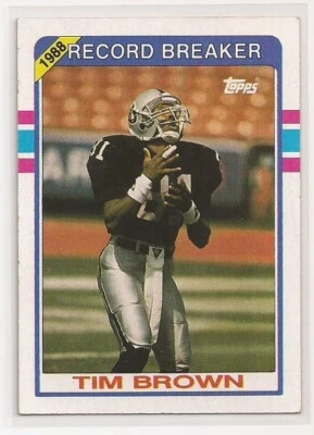 1989 Topps 1988 Record Breaker Tim Brown #2 Raiders - Image 1 of 2