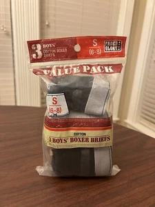 Faded Glory Boys S (6-8) Cotton Boxer Briefs Underwear Solid Black & Grey 3-Pack - Picture 1 of 11