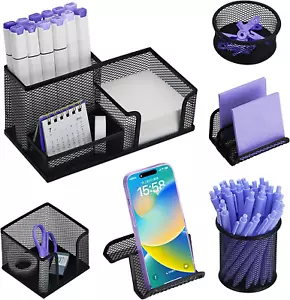 Mesh Desk Organizer Set,Office Desk Accessories with Pen Holder Paper Clip Holde - Picture 1 of 7