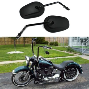 Black Motorcycle Long Stem Mirrors for Harley Davidson Heritage Softail Classic - Picture 1 of 10