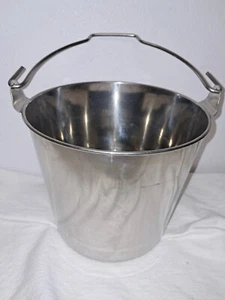 Milk Bucket Water Stainless Steel Ice Handle silver metal 1 1/2 gal or 5.7 L - Picture 1 of 3