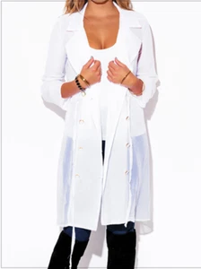 SHEER TRENCH COAT WITH GOLD BUTTONS SIZE M - Picture 1 of 3