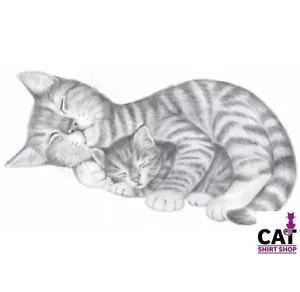 Camicia gatto sleepy gattino e mamma, gattini coccolanti, donna ~ maglietta gatto donna - Foto 1 di 1