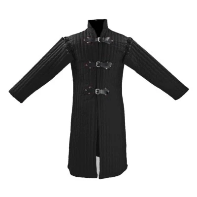 Disfraz Gambesón Medieval Mangas Completas Color Negro Gambesón para Disfraz Larp Foto 1 de 3