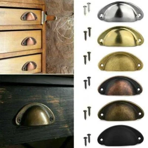 6x/12x Antike Möbelknöpfe Schrank Muschelgriffe Schubladen Retro Vintage Griff , - Bild 1 von 16