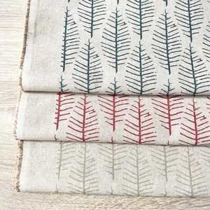 Aspecto de lino estampado en bloque ORNA, 100% tela de algodón, precio por 1/2 m - Imagen 1 de 11