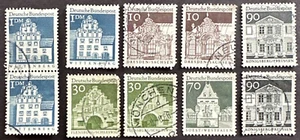 Germany 1966-67 Sc# 937, 940, 945, 947-948 Lot of 10 Used  Buildings Castles - Picture 1 of 1