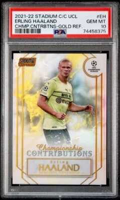 2021-22 Erling Haaland Topps Stadium Club Chrome Gold Refractor 43/50 PSA 10 GEM - Image 1 of 3