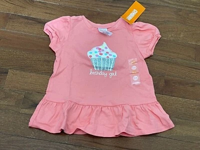 New Gymboree Girls Peach Orange Birthday Girl Cupcake Ruffle Tunic Top Size 2 2T - Image 1 of 4