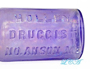 Antique NO ANSON MAINE apothecary bottle SUN COLOR AMETHYST SCA from HOLLEY DRUG - Picture 1 of 3