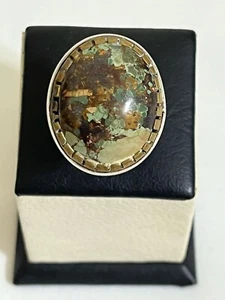 Rare Men's silver 925 Ring Handmade Heavy Turquoise Nayshabouri فيروز نيشابوري - Picture 1 of 12