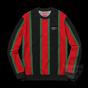BRANDNEU FW17 SUPREME VERTIKAL GESTREIFT PIKEE RUNDHALSAUSSCHNITT SWEATSHIRT SCHWARZ L - Bild 1 von 1