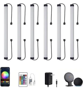 RGB Under Cabinet LED Linkable Light Bars 12” Remote Dimmable Lights (6 Pack) - Picture 1 of 6