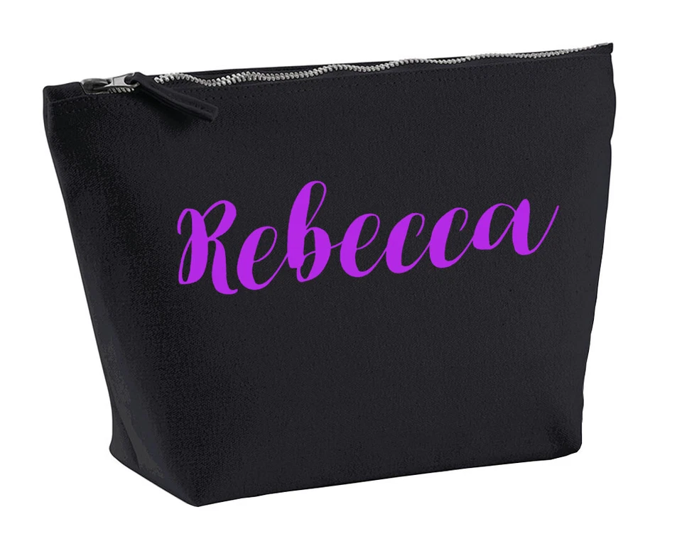 STREETSIDE SURGEONS Personalisierte Kosmetiktasche Rebecca in Schwarz Farbe Lila Make Up