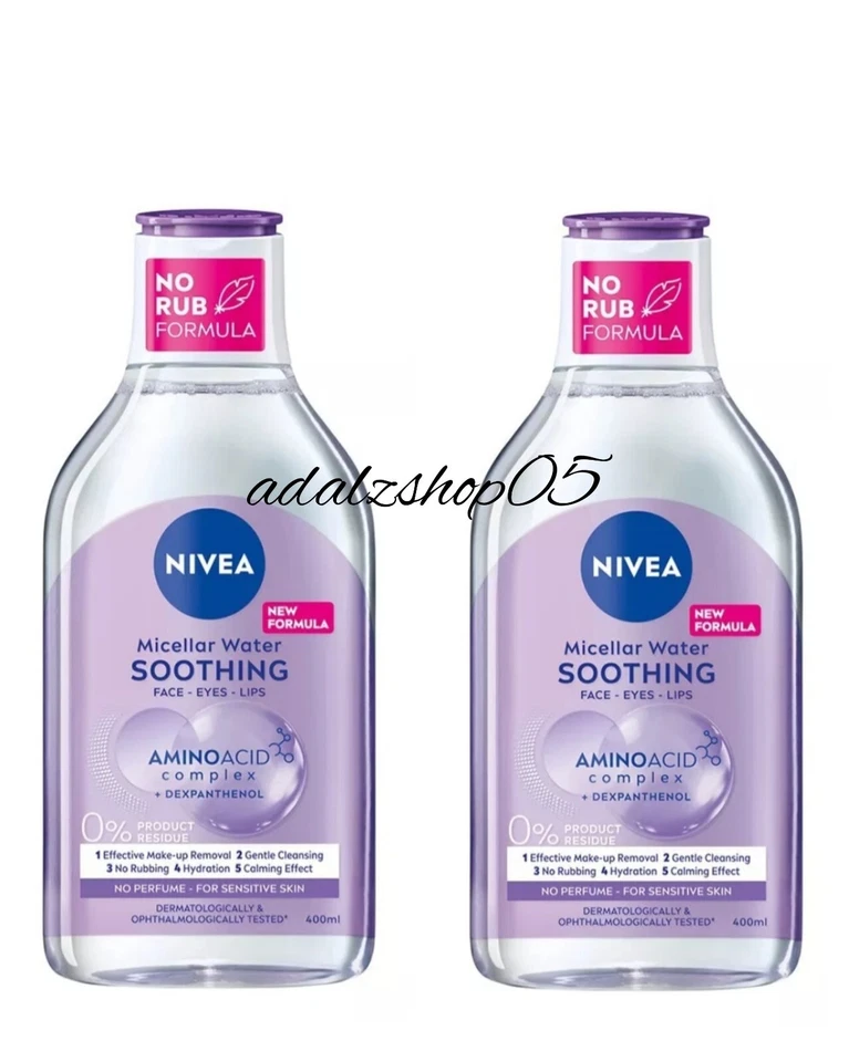 NIVEA MICELLAR WATER SOOTHING 0% RESIDUE SENSITIVE SKIN 2x400ml. - Image 1 of 1