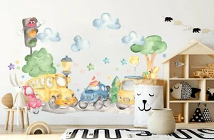 Happy Auto Club Truck Taxi traffic light Cars Removable Wall Decal Sticker Decor - Picture 1 of 6