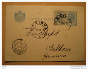 Romania Krakow Craiova 1899 To Anklam Germany Stamp On 5 Bani Postale Stationery
