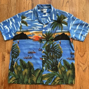 Vintage Kennington Ltd. Hawaiian Shirt Mens Size XL Palm Trees Button Up - Picture 1 of 8