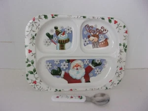 Pfaltzgraff Winterberry Melamine Child's  Dinner Tray Plate & Spoon- NO FORK - Picture 1 of 4