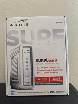 Sealed New ARRIS Surfboard SB6190 1Gbps Cable Modem DOCSIS 3.0 32x8 Channels - Image 1 of 3