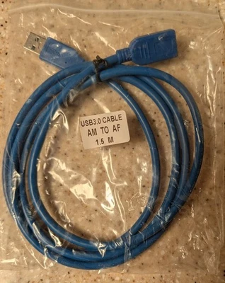 Conector de cable azul USB 3.0 5 pies 1,5 m nuevo extensión transparente macho a hembra Foto 1 de 2