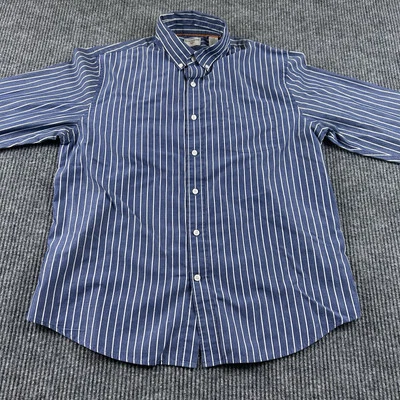 Camisa Dockers Para Hombres L/G Abotonada Bolsillo Informal Azul Con Rayas Blancas Foto 1 de 4