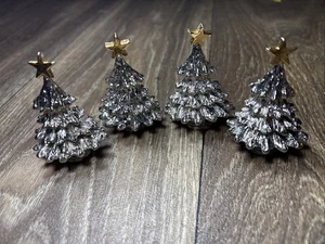 Department 56 Weihnachten Weihnachtsbaum Tischkartenhalter Set Silber Teller Zinn - Bild 1 von 4